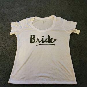 Love & Cherish Short Sleeve Bride Shirt White M
